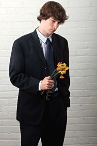 man with flowers