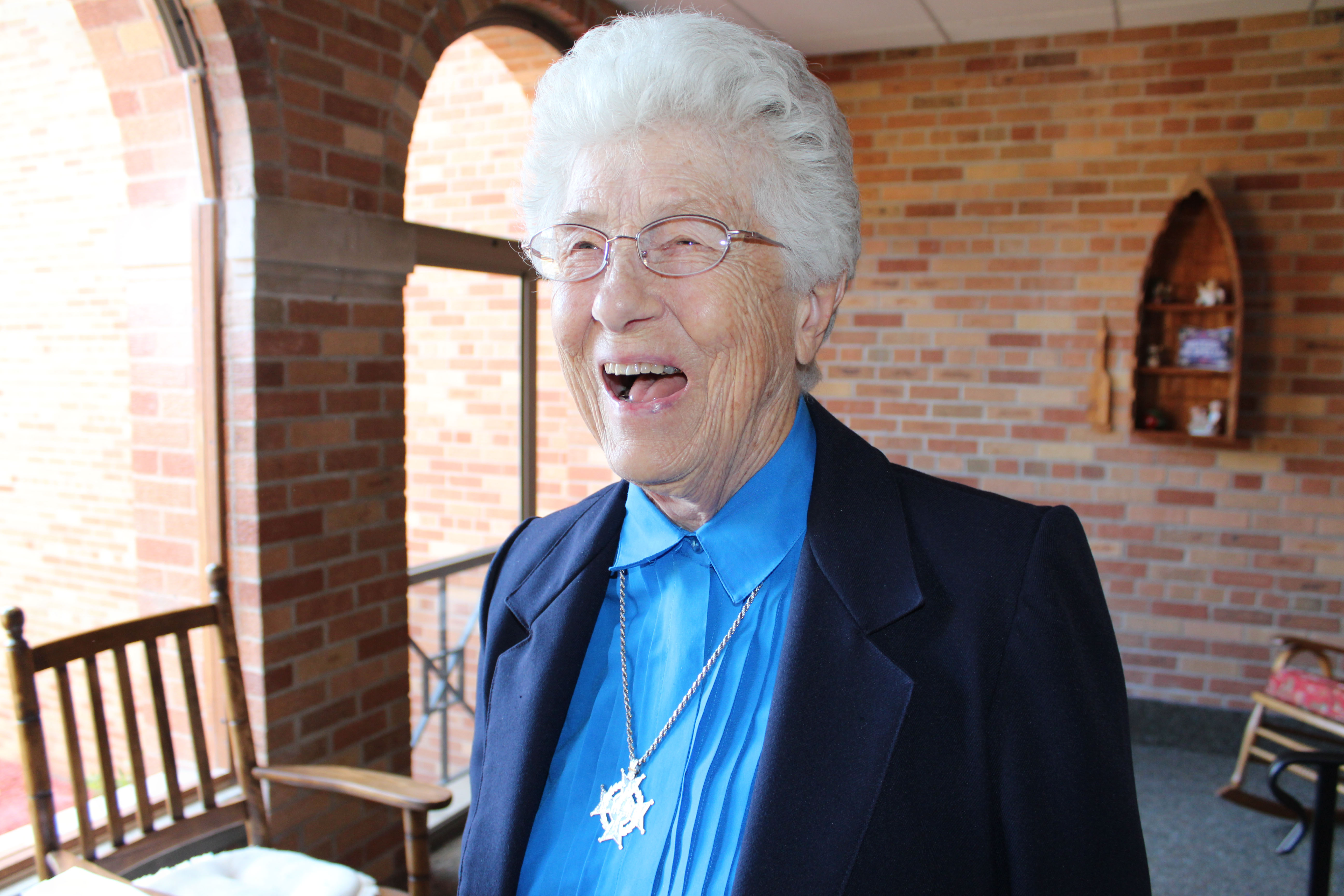 Full of life, Sister Leclare Beres easily erupts in laughter. 
Photo by: Stephanie Wezelman