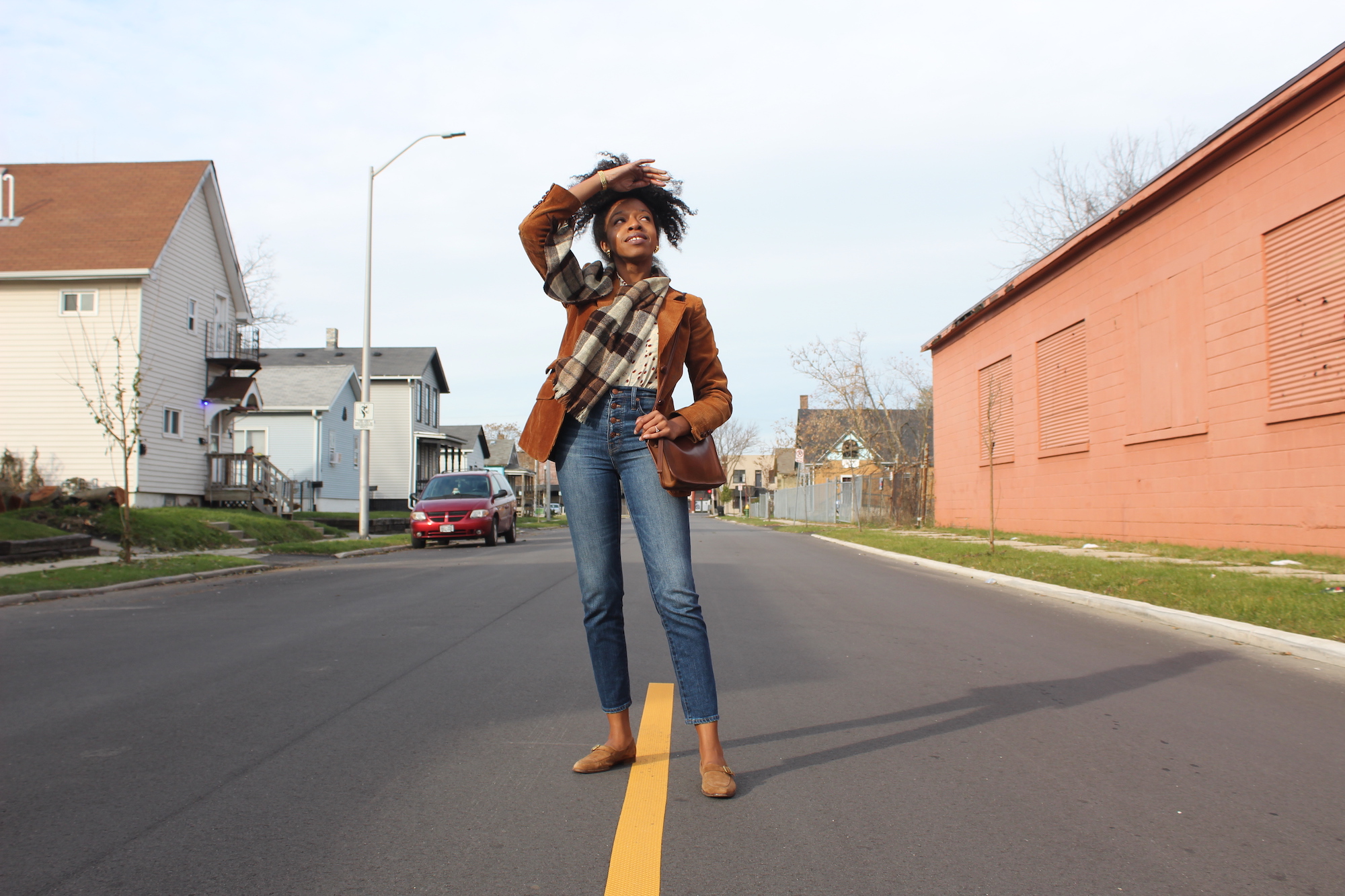 Woman standing in street 